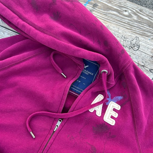 VTG Y2K American Eagle Magenta Zip-Up Hoodie Women’s Large - Picture 3 of 6